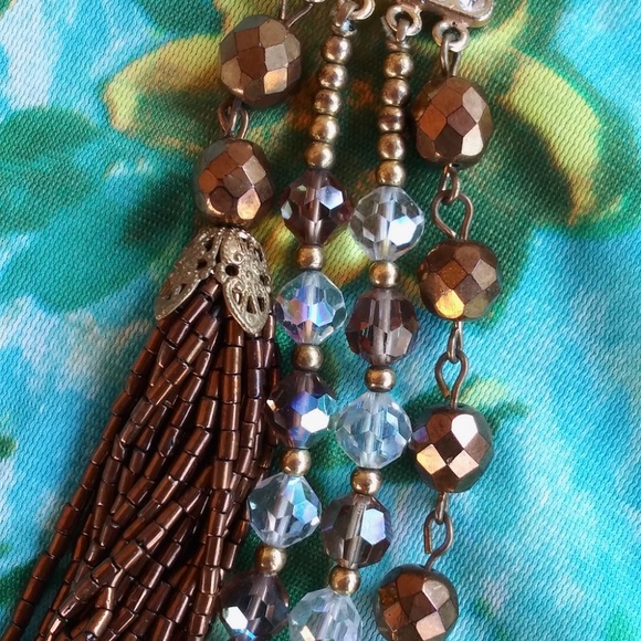 1950s Copper Crystal Multi Strand Necklace - Picture 6 of 9